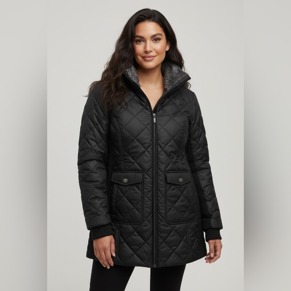 Weatherproof Women's Black Quilted Puffer Coat